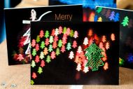 Christmas bokeh cards with lace tree ornament x6